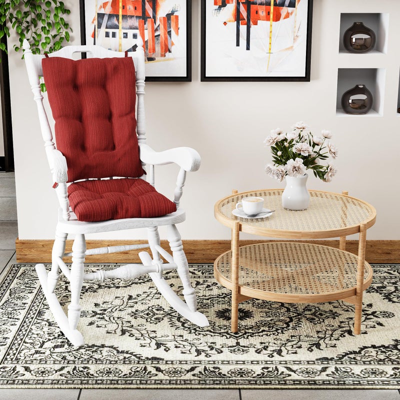 Klear Vu The Gripper Non-Slip Rocking Chair Cushion Set with Thick Padding, Includes Seat Pad & Back Pillow with Ties for Indoor Living Room Rocker, 17x17 Inches, 2 Piece Set, Garnet - Image 2